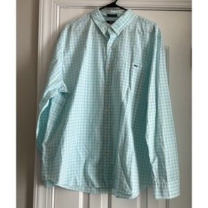 Vineyard Vines Long Sleeve Slim Fit Tucker Shirt - Teal/white XXL
